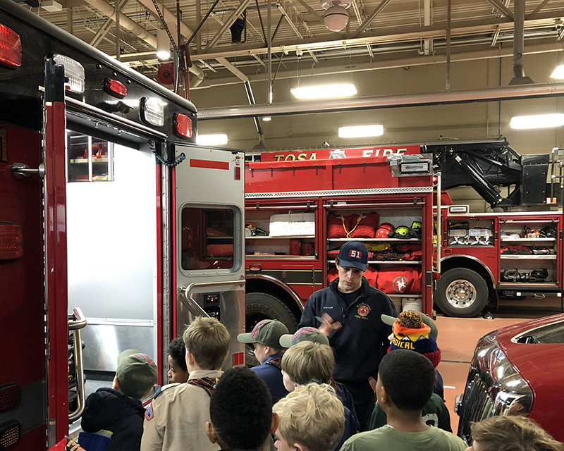 Cub Scouts tour fire station